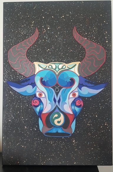 Taurus - Hand-painted on Canvas, 30x40cm