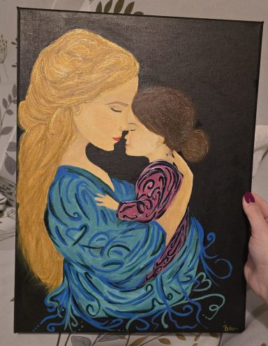 Mother-daughter 02 - Hand-painted on Canvas, 30x40cm