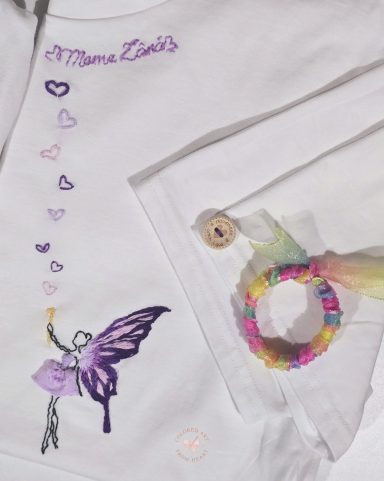 Fairytale - Mother T-shirt White "mother and daughter" T-shirt embroidered with mother fairy