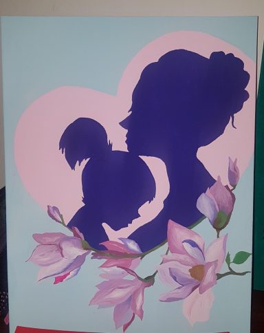 Mother-daughter 01 - Hand-painted on Canvas, 30x40cm