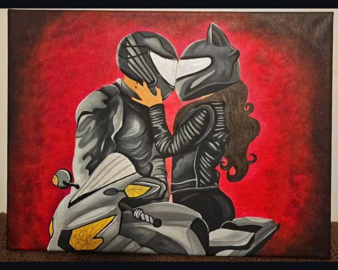 Moto Lovers - Hand-painted on Canvas, 30x40cm