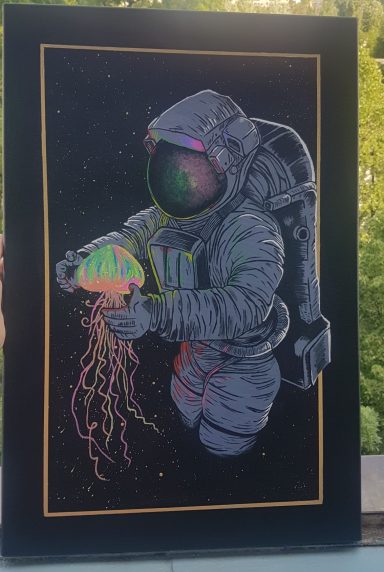To the Moon and Back - Hand-painted on Canvas, 40x50cm