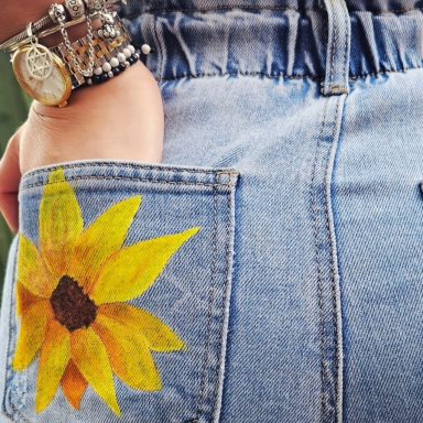 Sunflowers - Hand-painted Jeans for Women