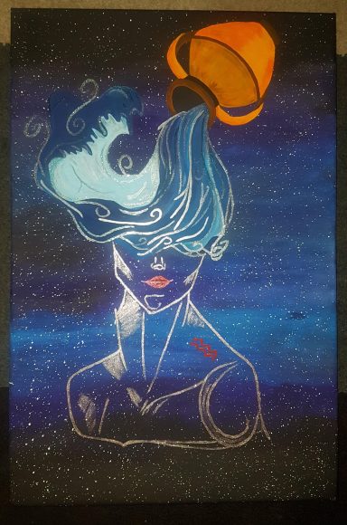 Aquarius - Hand-painted on Canvas, 30x40cm