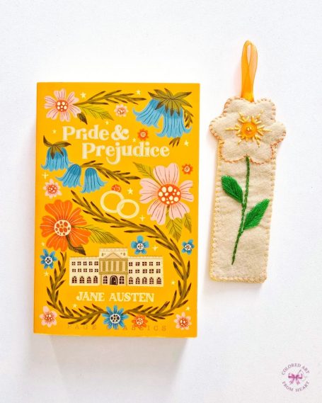 Floral bookmark inspired by the cover of Jane Austen's book "Pride and Prejudice", in special edition